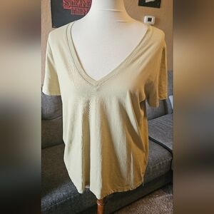NWT Madewell Soft Fade Cotton Light Green V-neck Tee Size Lstgr
